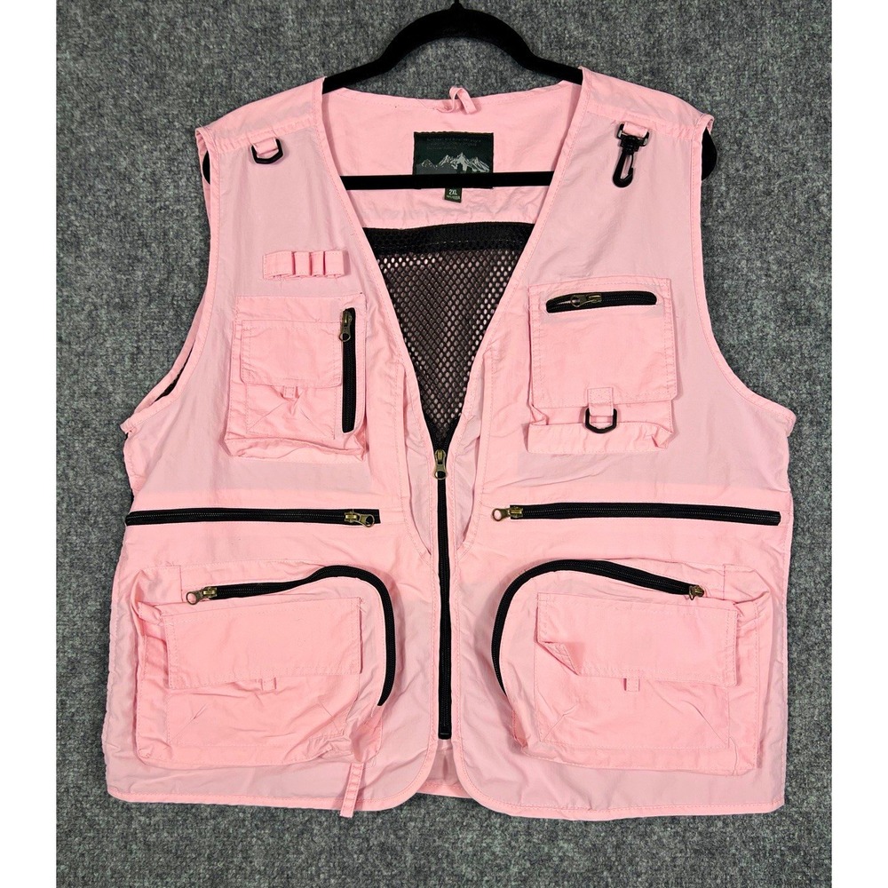 Columbia Women's Pink Utility Vest 2XL Multi Pocket Outdoor Fishing Mesh
